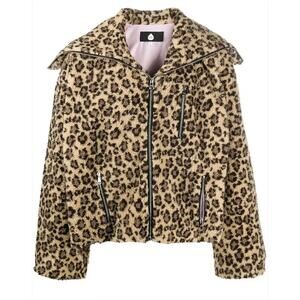 NWT DUO LTD Zinko Beige & Black Cheetah Print Fuzzy Long Sleeve Jacket L